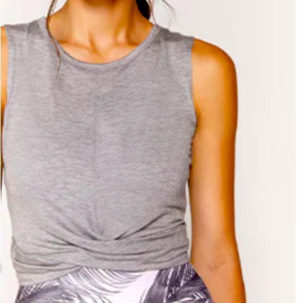 Spiritual Gangster Grey Twist-Front Tank Top